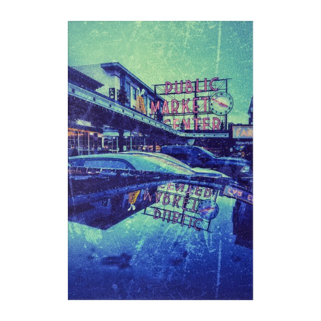 Seattle Pike Market Acrylic Print (Front)