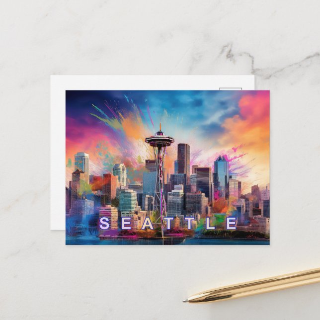 Seattle Postcard – Iconic Skyline (Front/Back In Situ)