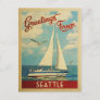 Seattle Postcard Sailboat Vintage Washington