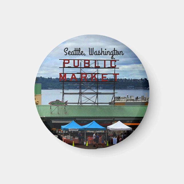 Seattle Public Market Center #3 Round Magnet (Front)