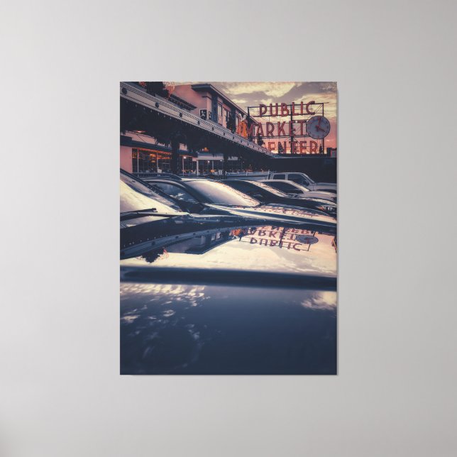 Seattle Public Market Center at Twilight  Canvas Print (Front)