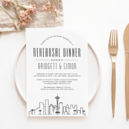 Seattle Rehearsal Dinner  City Skyline Invitation