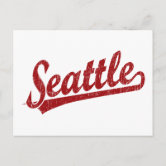 Chicago script logo in red postcard, Zazzle