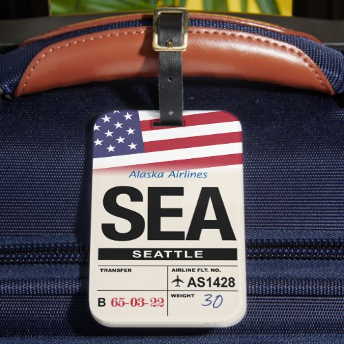 Seattle SEA Washington Airline Luggage Tag