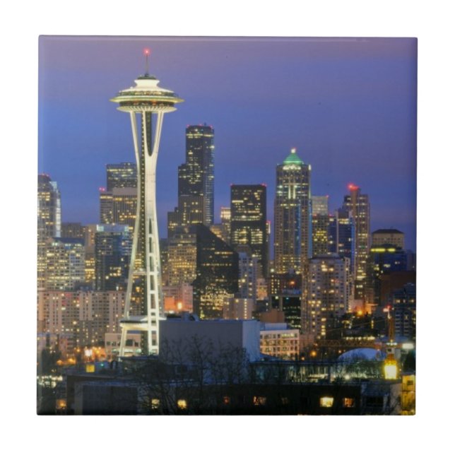 Seattle seen from Kerry Park in Queen Anne Ceramic Tile (Front)