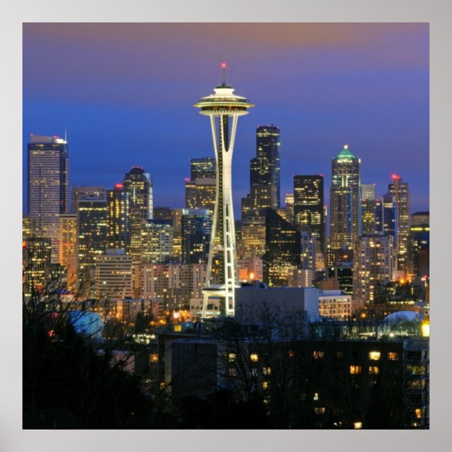 Seattle seen from Kerry Park in Queen Anne Poster (Front)