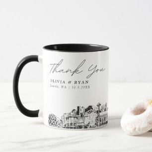 Seattle Sketch Simple Custom Wedding Coffee Mug
