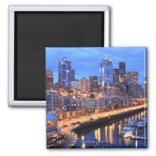 Seattle skyline and harbor Washington State Magnet