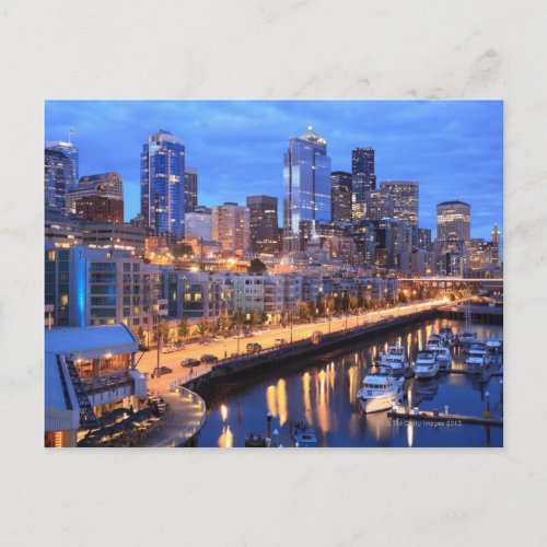 Seattle skyline and harbor Washington State Postcard