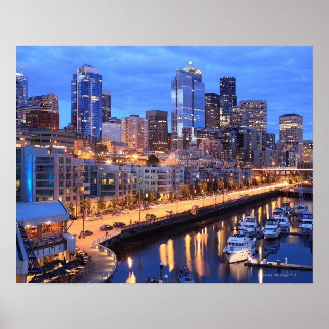 Seattle skyline and harbor, Washington State Poster (Front)