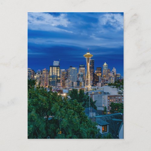 Seattle Skyline at Dusk Postcard