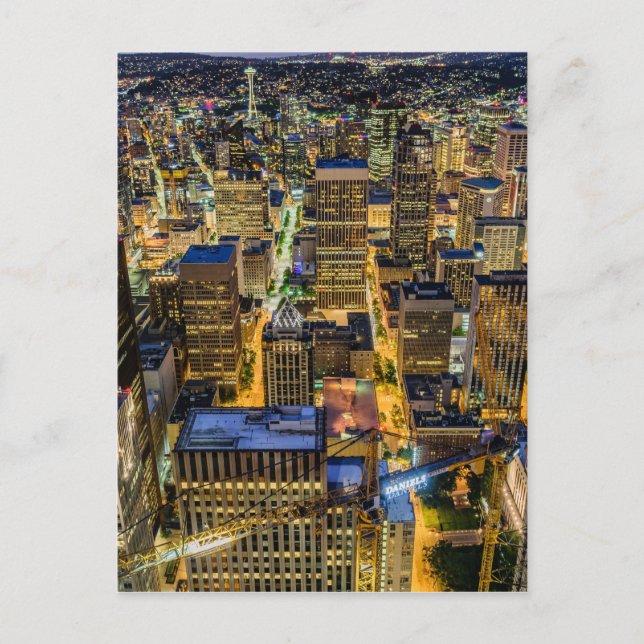 Seattle Skyline at Dusk Postcard (Front)