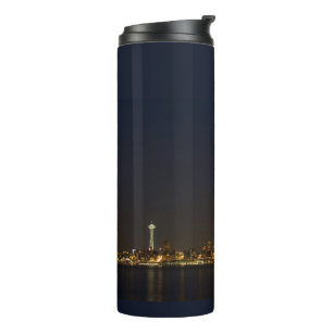 Seattle Skyline at Night Thermal Tumbler