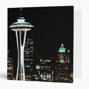 Seattle skyline at night, with Space Needle. Binder