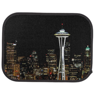 Seattle skyline at night, with Space Needle. Car Mat
