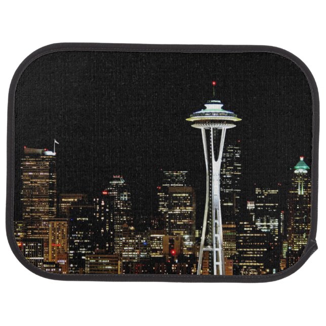 Seattle skyline at night, with Space Needle. Car Mat (Rear)