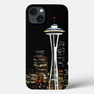 Seattle skyline at night, with Space Needle. iPhone 13 Case