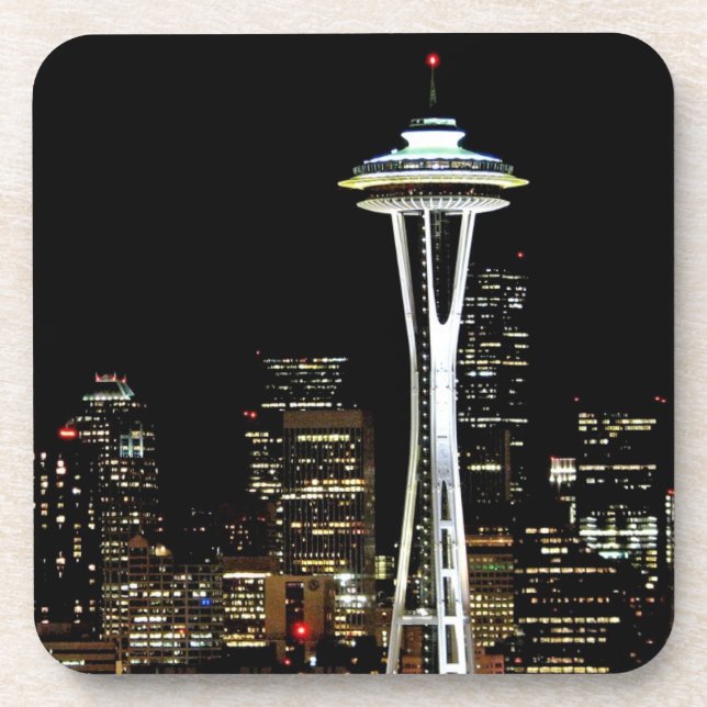 Seattle skyline at night, with Space Needle. Coaster (Front)