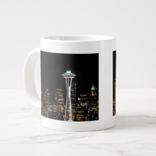 Seattle skyline at night, with Space Needle. Giant Coffee Mug