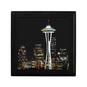 Seattle skyline at night, with Space Needle. Gift Box