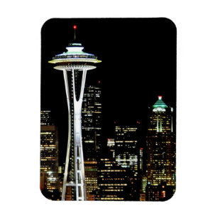 Seattle skyline at night, with Space Needle. Magnet