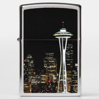 Seattle skyline at night, with Space Needle. Zippo Lighter