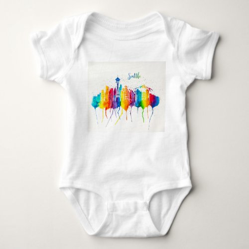 Seattle Skyline Baby Jersey Body Suit onsey Baby Bodysuit