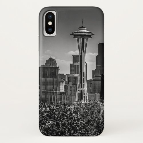 Seattle Skyline Black and White Modern Photo Art iPhone X Case