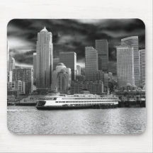 seattle skyline black and white