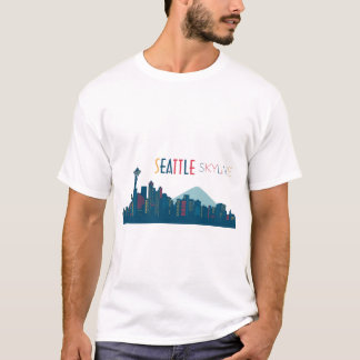 Seattle Skyline Blue T-Shirt