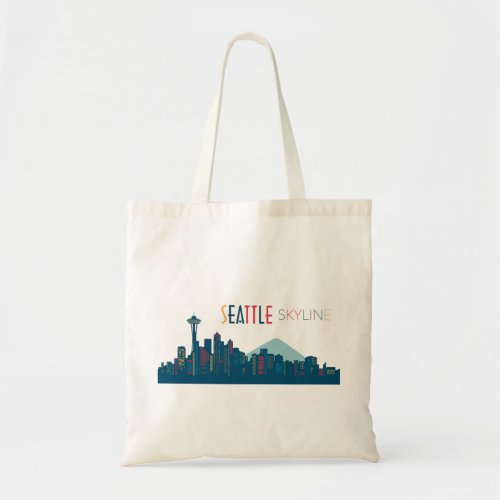 Seattle Skyline Blue Tote Bag