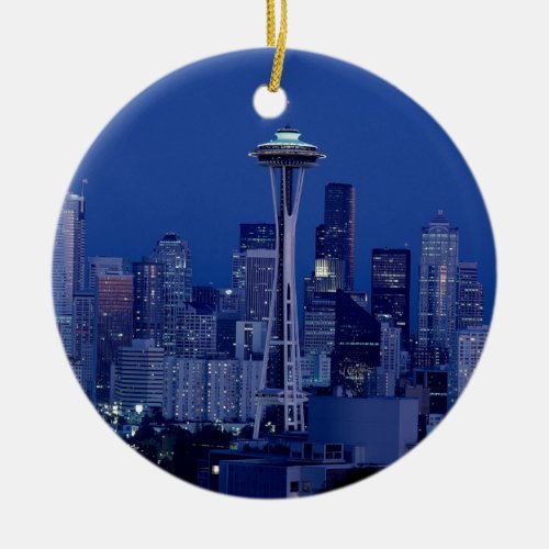 Seattle skyline ceramic ornament