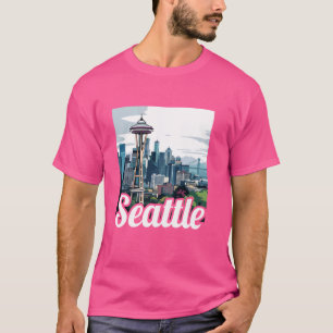 Seattle Skyline Cityscape Souvenirs Seattle Washin T-Shirt