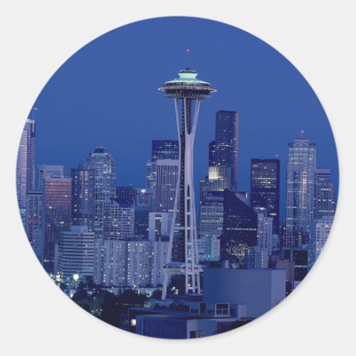 Seattle skyline classic round sticker