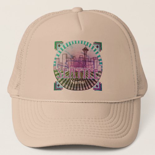 Seattle Skyline custom name hat