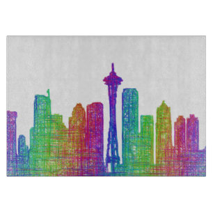 Seattle skyline cutting board