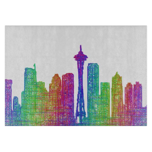Seattle skyline cutting board (Front)