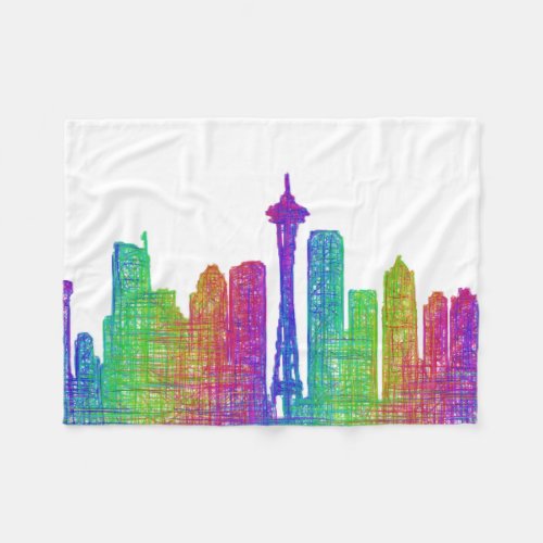 Seattle skyline fleece blanket