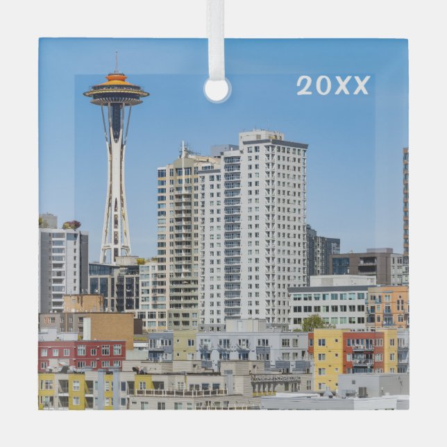 Seattle Skyline, Glass Ornament (Front)