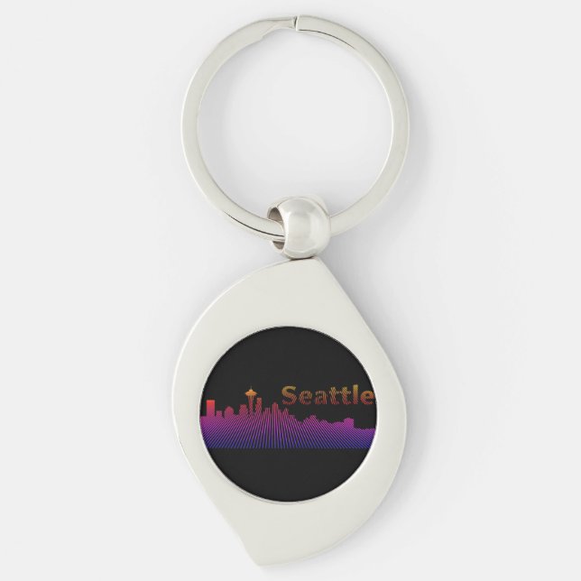 Seattle skyline graphic keychain (Front)