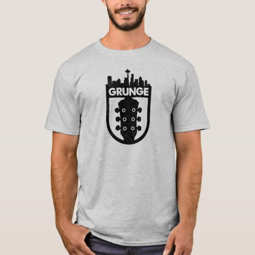 Seattle Skyline Grunge Music Design T_Shirt