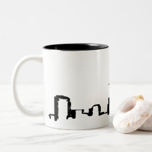 seattle skyline in black ink Two-Tone coffee mug