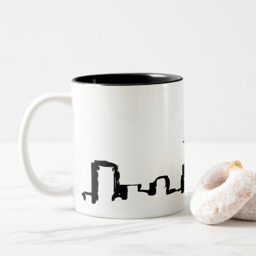 seattle skyline in black ink Two_Tone coffee mug