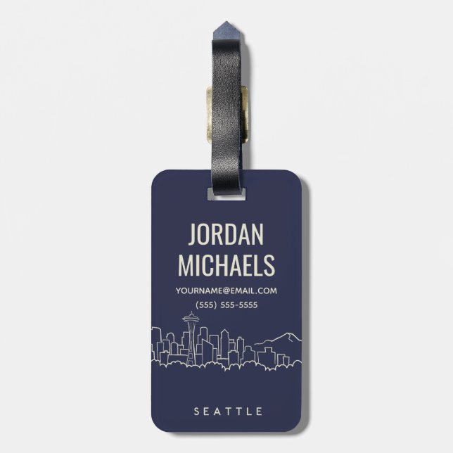 Seattle Skyline Luggage Tag (Back Vertical)