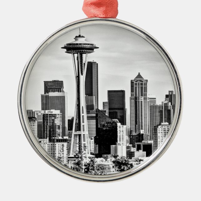 Seattle Skyline Metal Ornament (Front)