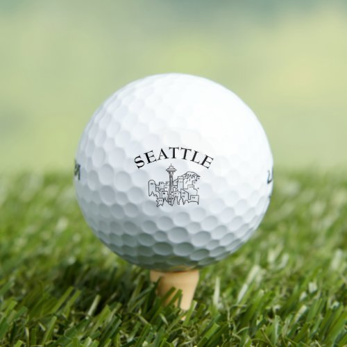 Seattle Skyline Pacific Northwest Minimal Outline Golf Balls