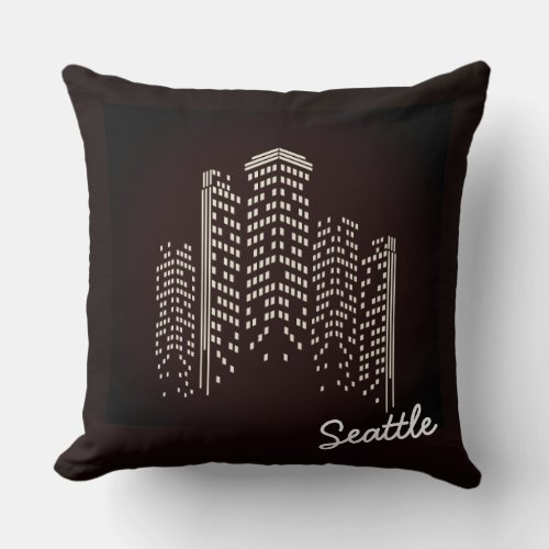 Seattle Skyline Polyester Pillow