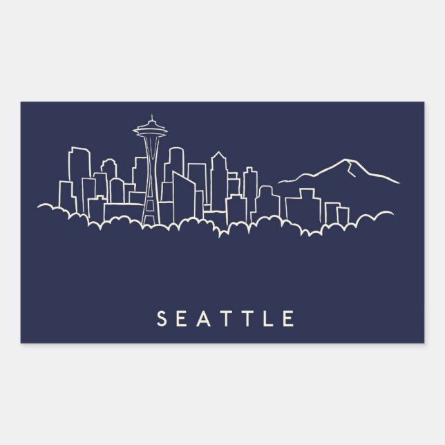 Seattle Skyline Rectangular Sticker (Front)