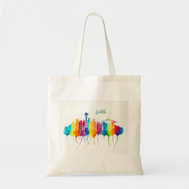 Seattle Skyline Regular Tote Bag - watercolor (Front)