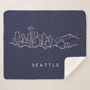 Seattle Skyline Sherpa Blanket